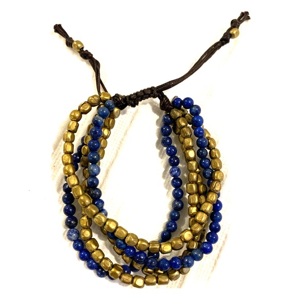 Tai Gold and Blue 5 strand bracelet - Picture 1 of 6